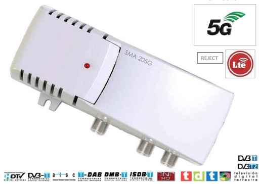 [SMA205G] Amplificador de interior 5G 20dB VHF-UHF