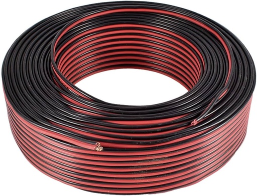 [CP03R] Cable paralelo audio ROJO / NEGRO 2x1mm (rollo 100m)